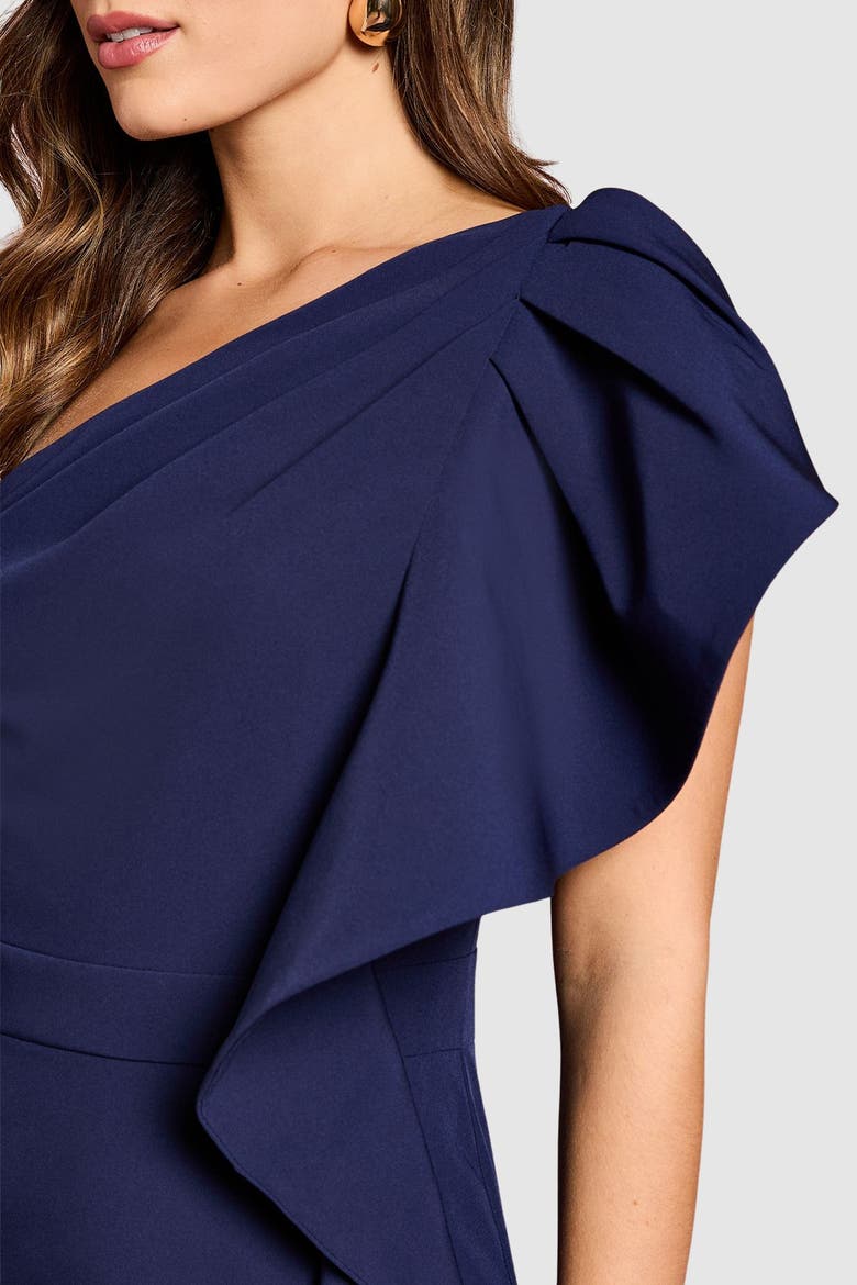 One Shoulder Pencil Midi Dress, Alternate, color, Navy