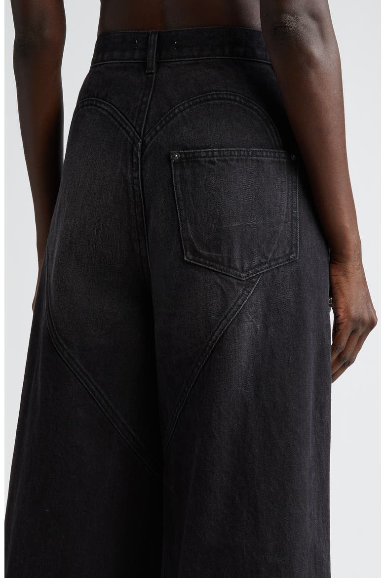 Crystal Embellished Cutout Wide Leg Jeans, Alternate, color, BLACK