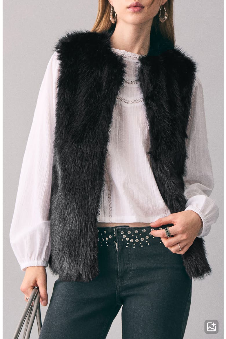 Faux Fur Vest, Main, color, BLACK