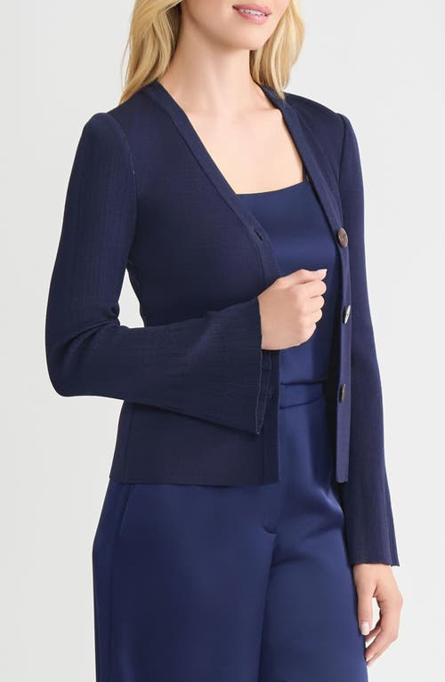 Misook X Lani Lynn Bell Sleeve Cardigan In Blue