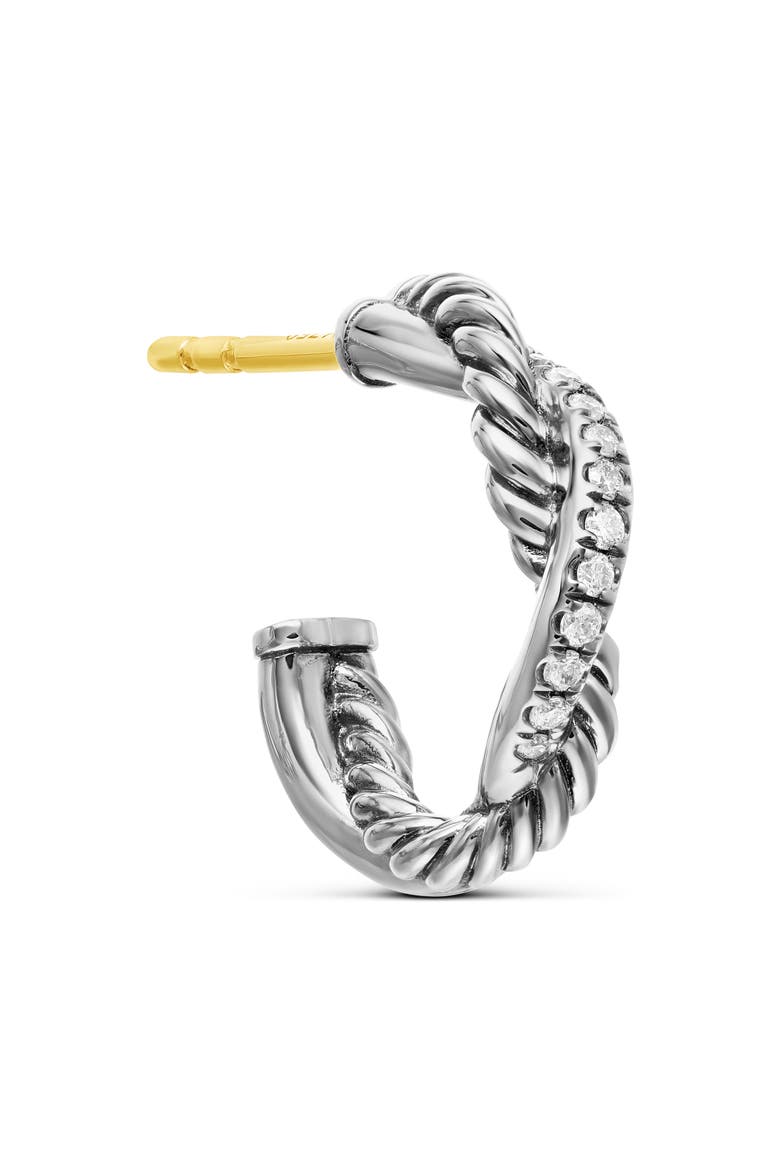 Petite Infinity Huggie Hoop Earring with Pavé Diamonds, Alternate, color, DIAMOND/ SILVER