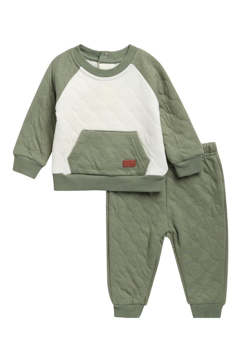 Quilted Sweatshirt & Joggers Set, Main, color, SAGE
