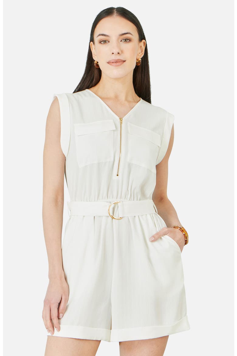 Utility Style Playsuit, Alternate, color, White