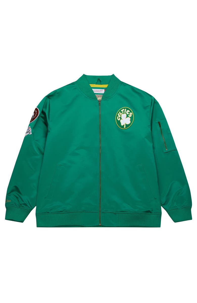 Mitchell & Ness Men's Mitchell & Ness Kelly Green Boston Celtics Hardwood Classics Vintage Logo Full-Zip Bomber Jacket, Alternate, color, 