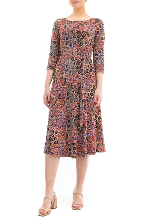 Sylvia Printed Tie Waist Midi Dress