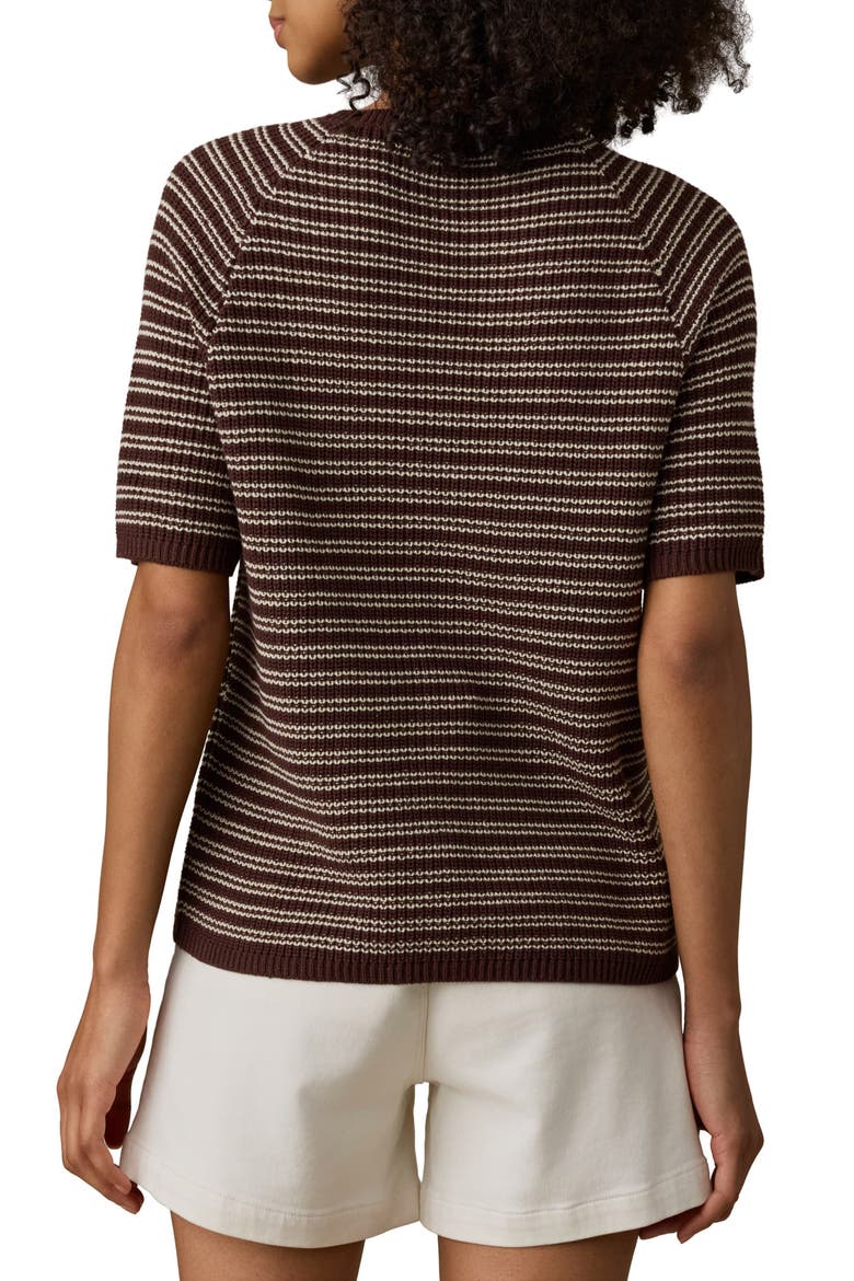 Miramar Stripe Linen & Organic Cotton Blend Sweater, Alternate, color, MOCHA STRIPE
