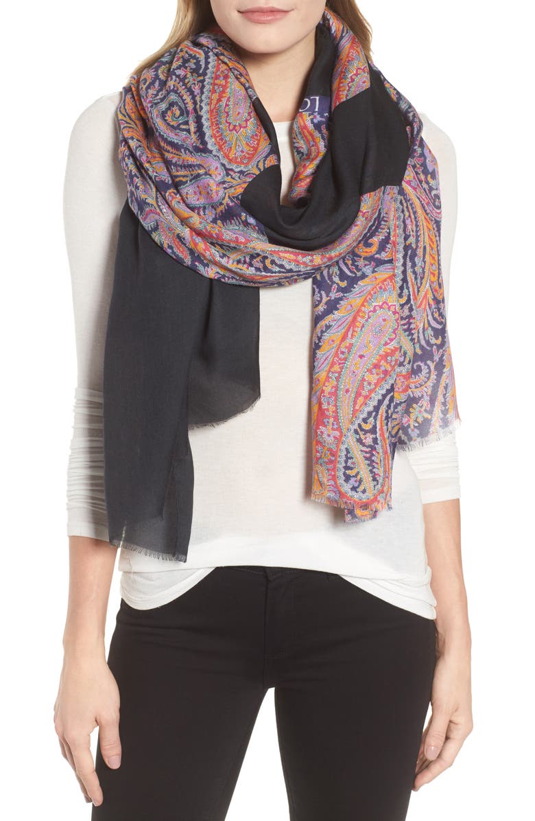 Loewe Liberty Stripe Paisley Scarf, Main, color, 