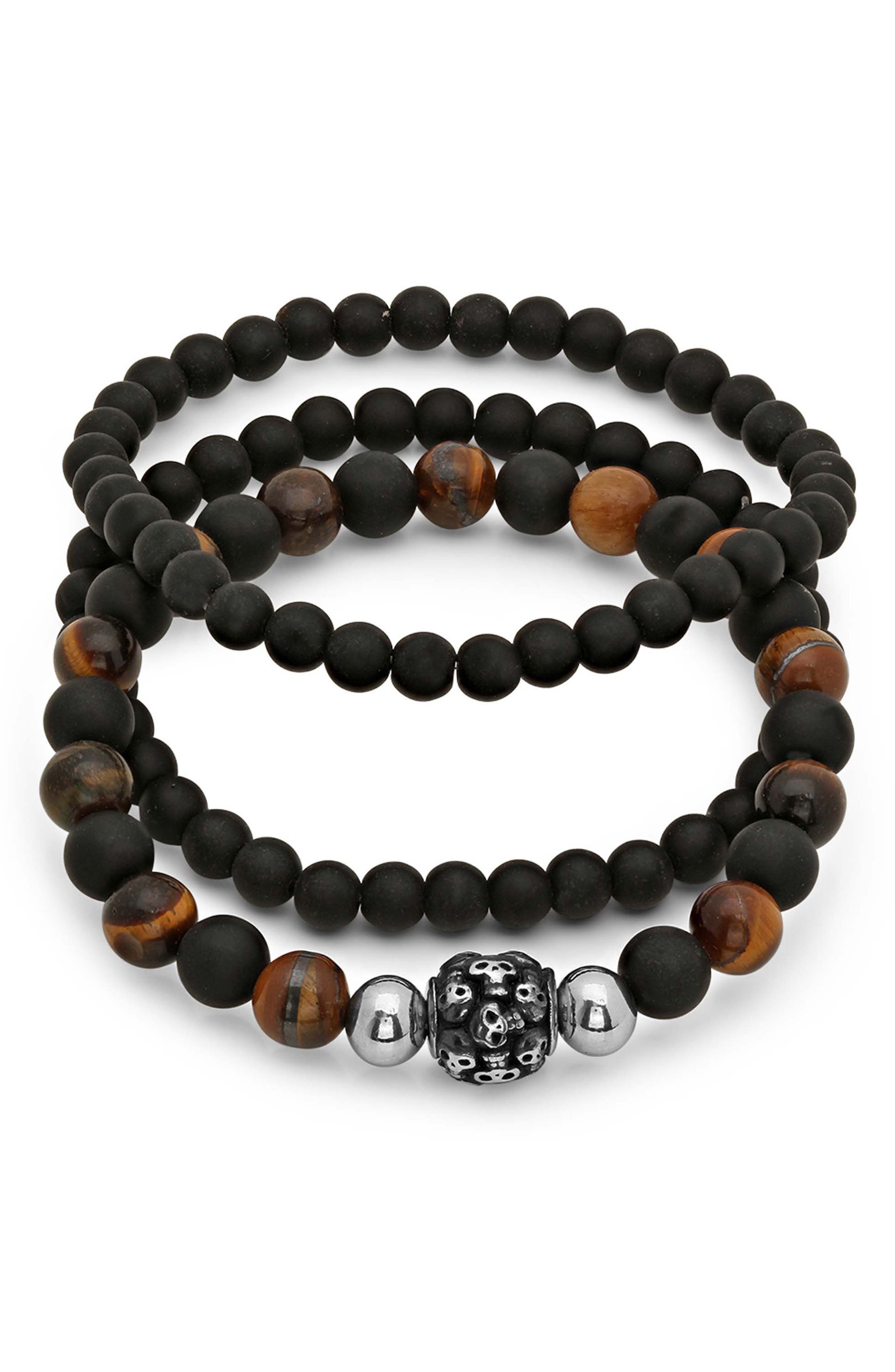 Men's Set of 3 Beaded Bracelets
