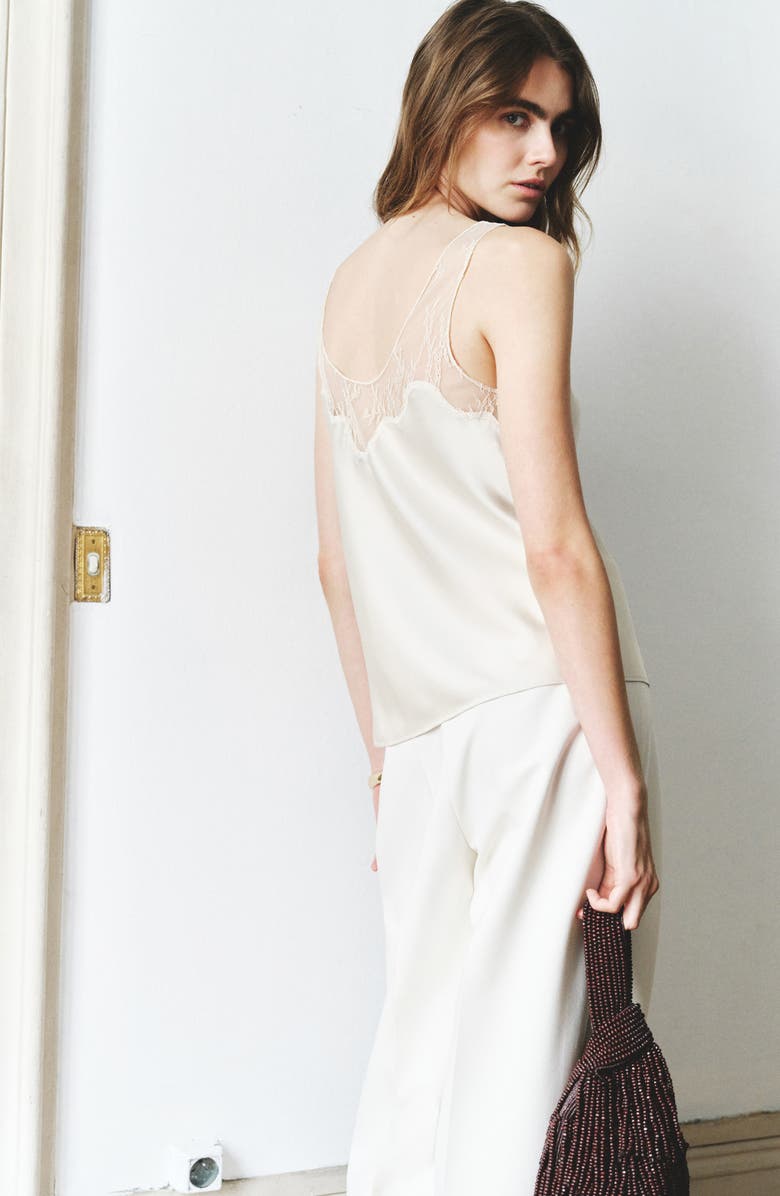 MANGO Reia Sleeveless Satin Top, Alternate, color, Ecru