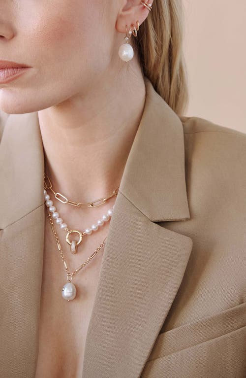 Zoë Chicco Diamond & Dangling Pearl Drop Earrings In White/14k Yellow Gold
