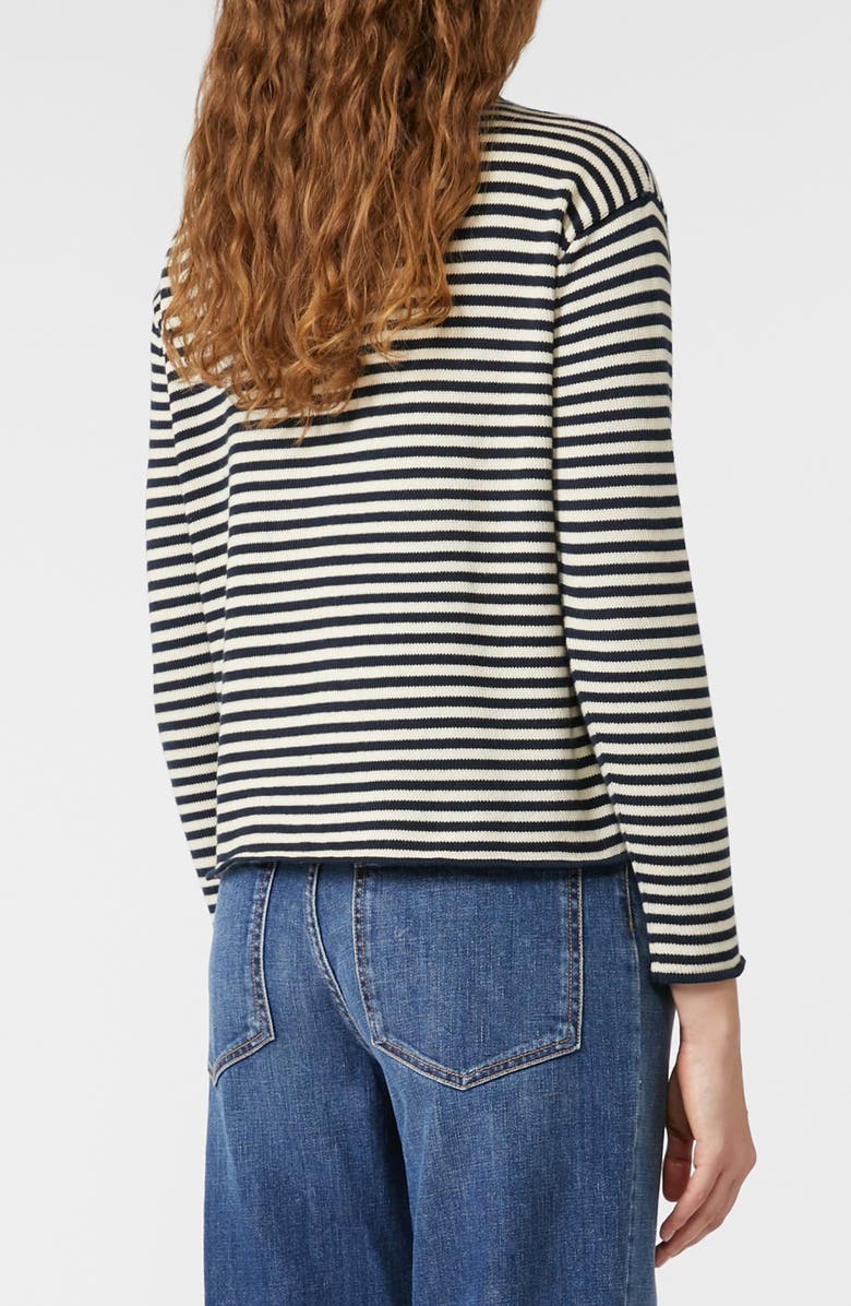 Weekend Max Mara Eritea Stripe Cotton Cardigan, Alternate, color, Navy