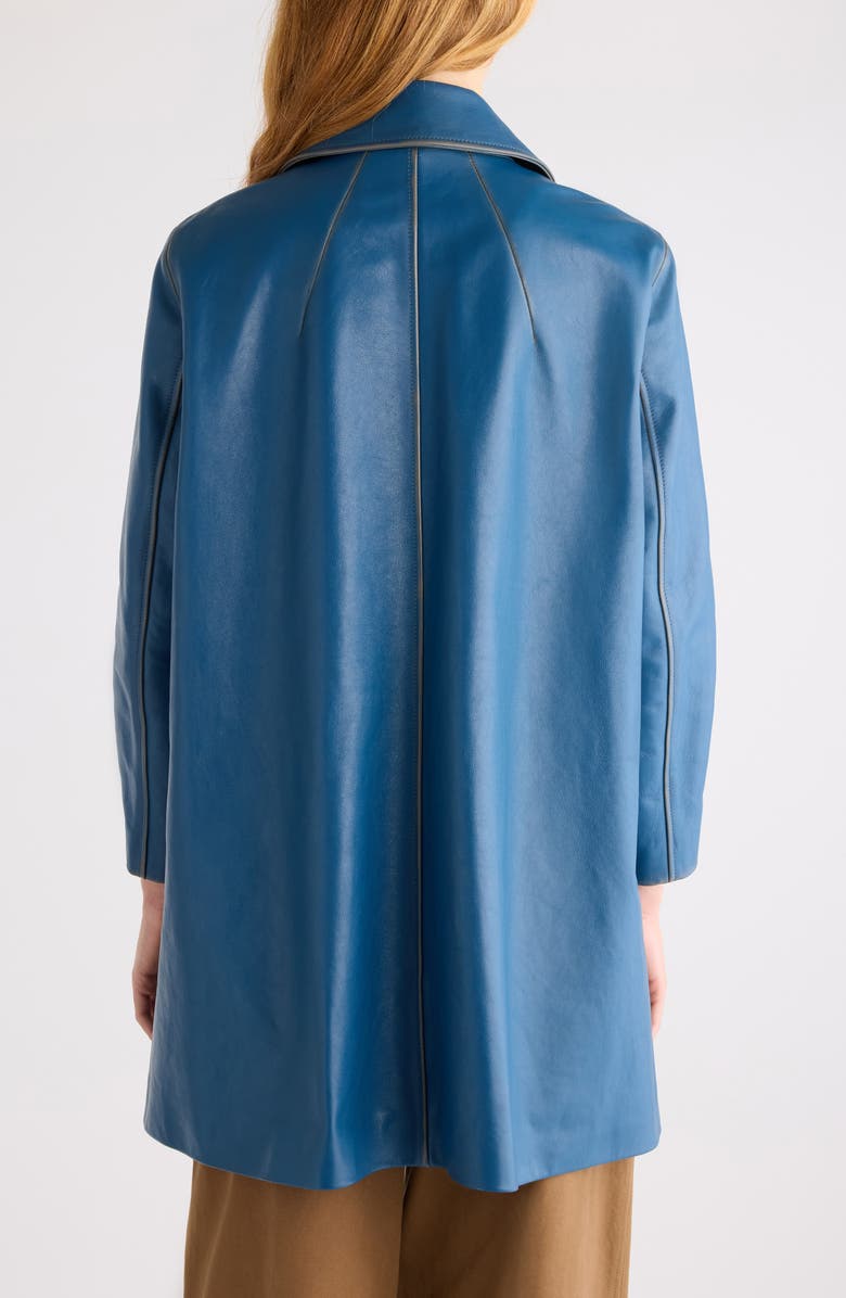 Chloé Patine Leather Car Coat, Alternate, color, Stellar Blue