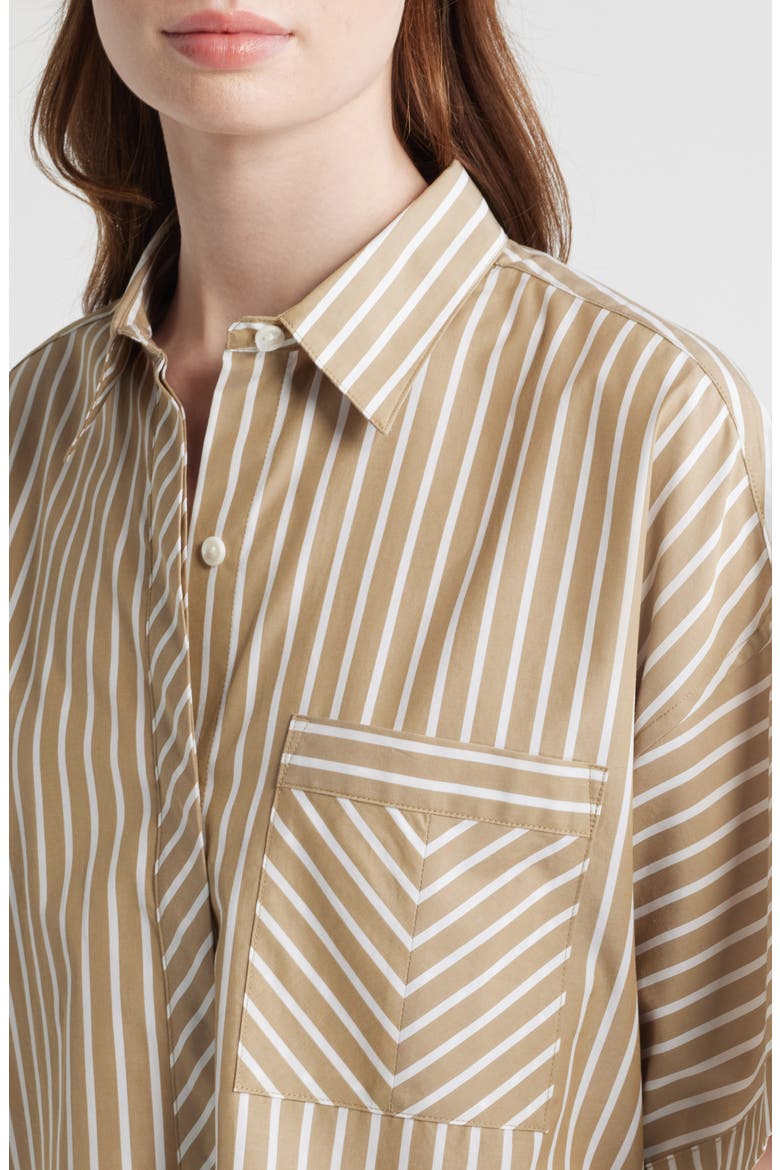 Marin Stripe Crop Button-Up Shirt, Alternate, color, SEA STRIPE