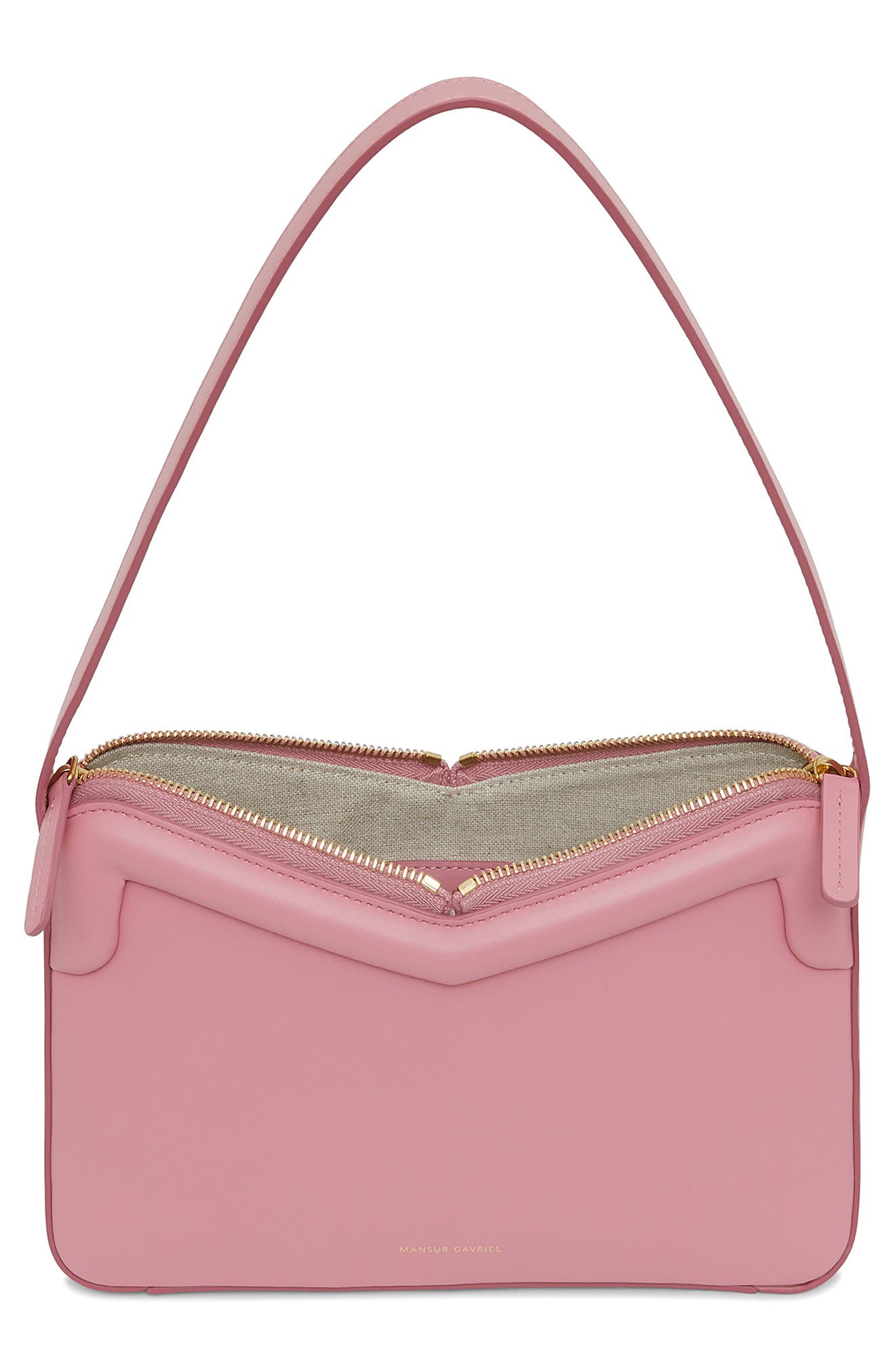 M Frame Leather Baguette Shoulder Bag, Alternate, color, FLAMINGO