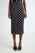 Dolce&Gabbana Polka Dot Stretch Silk Pencil Skirt