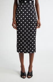 Dolce&Gabbana Polka Dot Stretch Silk Pencil Skirt