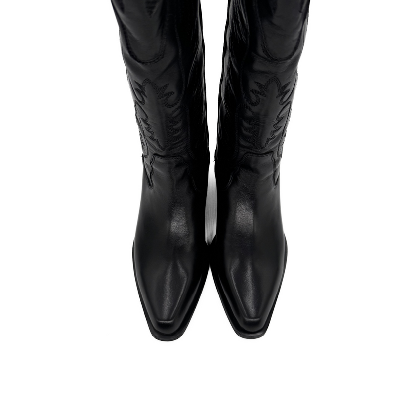 Amie Rafa Montana Leather Western Boots, Alternate, color, Black