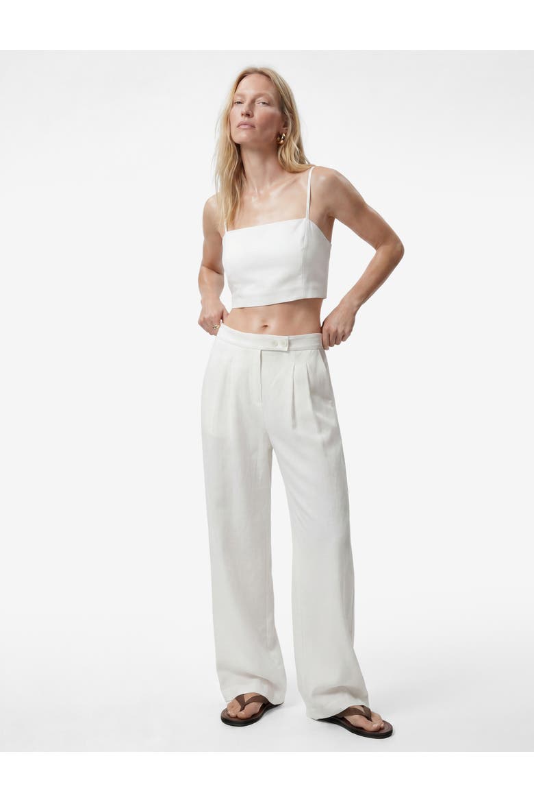 Linen Blend Mid Rise Tailored Wide Leg Pants, Main, color, ECRU