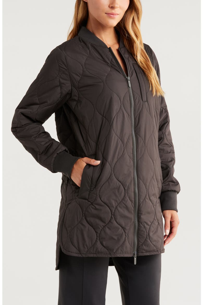 Recycled Polyester Quilted Long Jacket, Alternate, color, WASHED BLACK