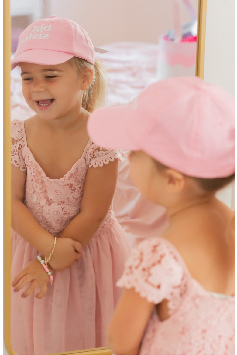 Big Sister Twill Bow Baseball Hat, Alternate, color, Pink