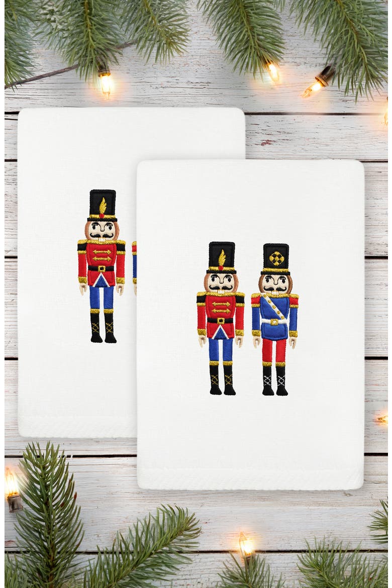 2-Piece Nutcrackers Turkish Cotton Hand Towel Set, Alternate, color, WHITE