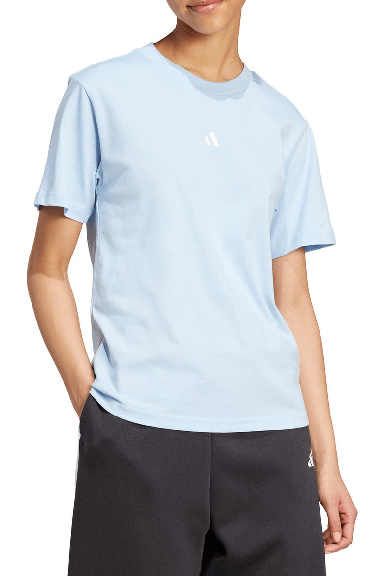 3-Stripes Cotton T-Shirt, Main, color, GLOW BLUE/ WHITE