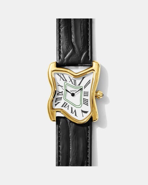 Large Square Melting Gold Watch