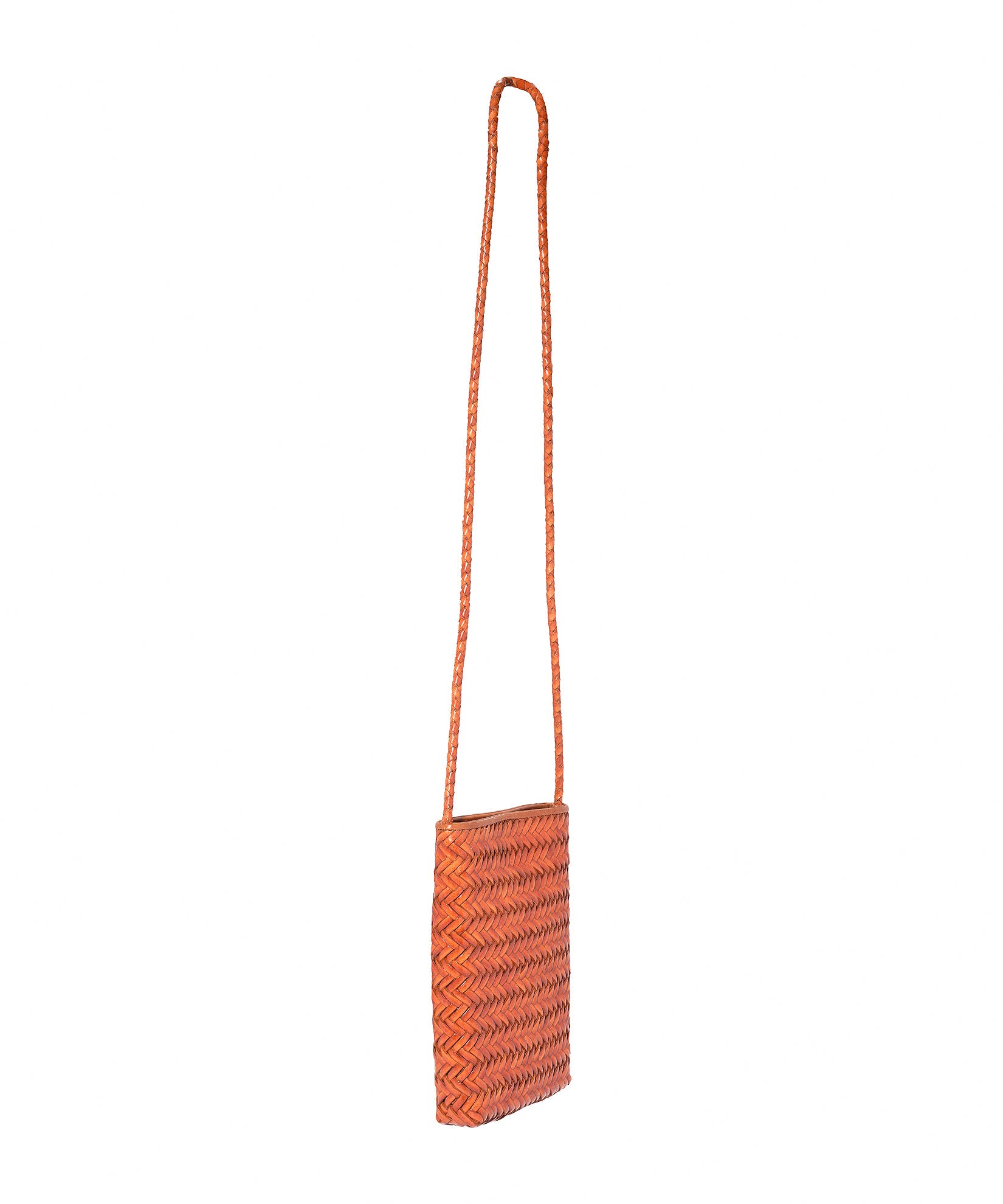 Leather Woven Phone Bag, Main, color, Tan