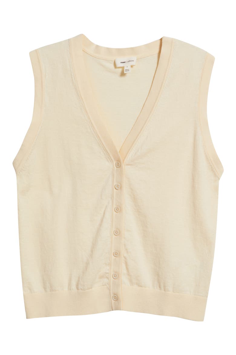 Button Front Cotton Sweater Vest, Alternate, color, VANILLA