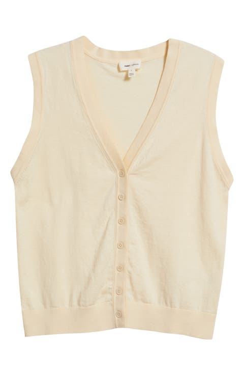Button Front Cotton Sweater Vest