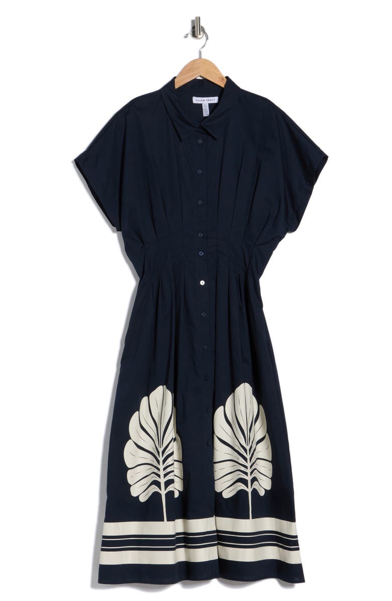 Ellen Tracy Poplin Shirtdress, Main, color, Navy