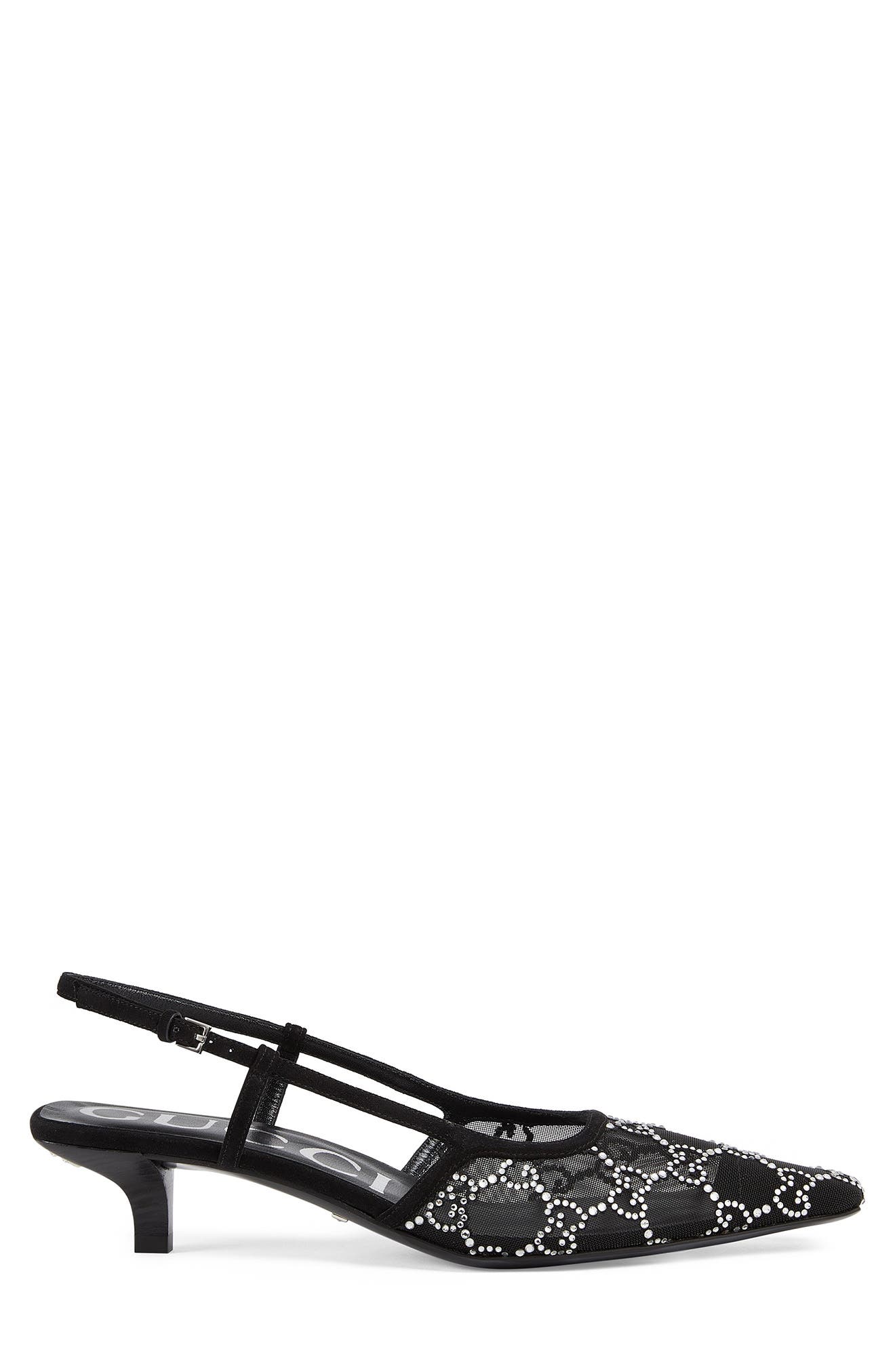 Gucci Tom GG Crystal Kitten Heel Slingback Pump, Alternate, color, 