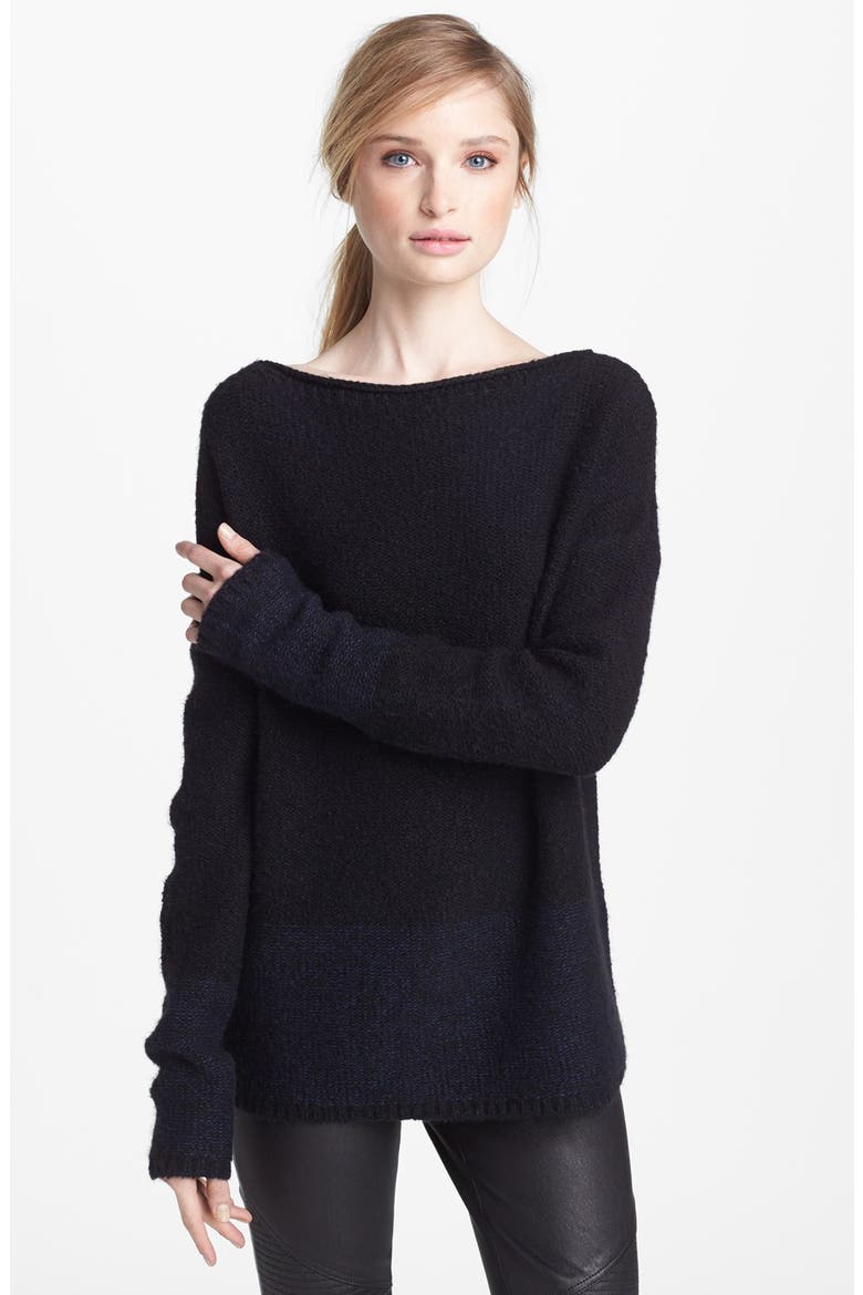 'Square' Boatneck Sweater, Main, color, NAVY/ BLACK