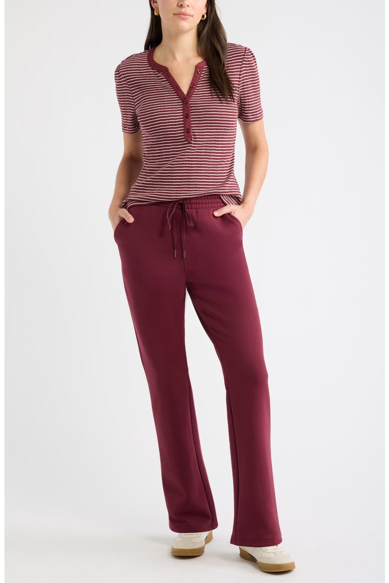 Striped Pointelle Henley Tee, Alternate, color, BURGUNDY- IVORY STRIPE