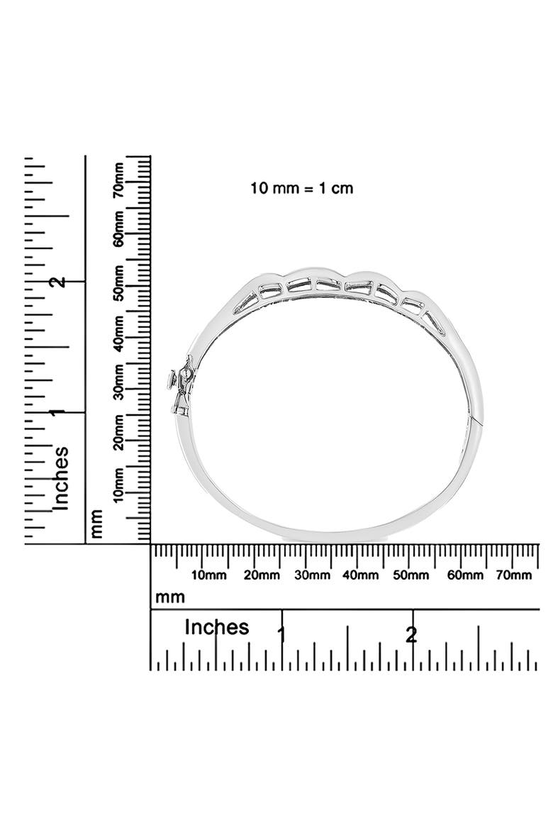 14K White Gold 3 1/3 Cttw Invisible Princess Diamond Wave Bangle Bracelet, Alternate, color, White