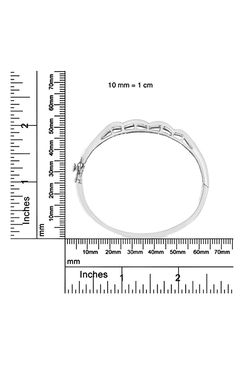 Haus of Brilliance 14K White Gold 3 1/3 Cttw Invisible Princess Diamond Wave Bangle Bracelet, Alternate, color, White