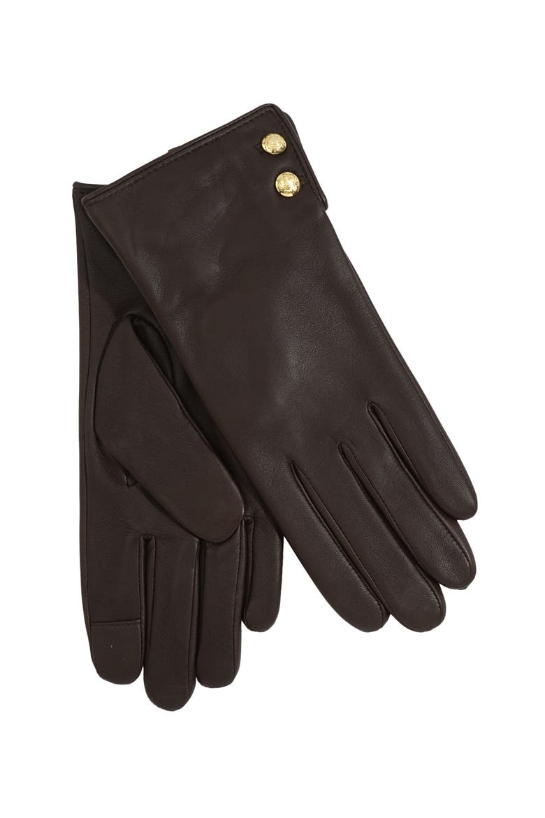 Leather 2-Button Touch Glove, Main, color, Country Brown