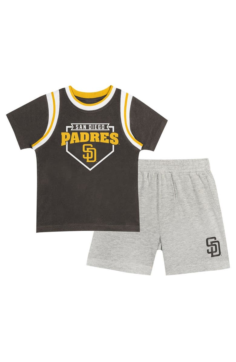 Outerstuff Toddler Fanatics Branded Brown/Gray San Diego Padres Bases Loaded T-Shirt & Shorts Set, Main, color, 