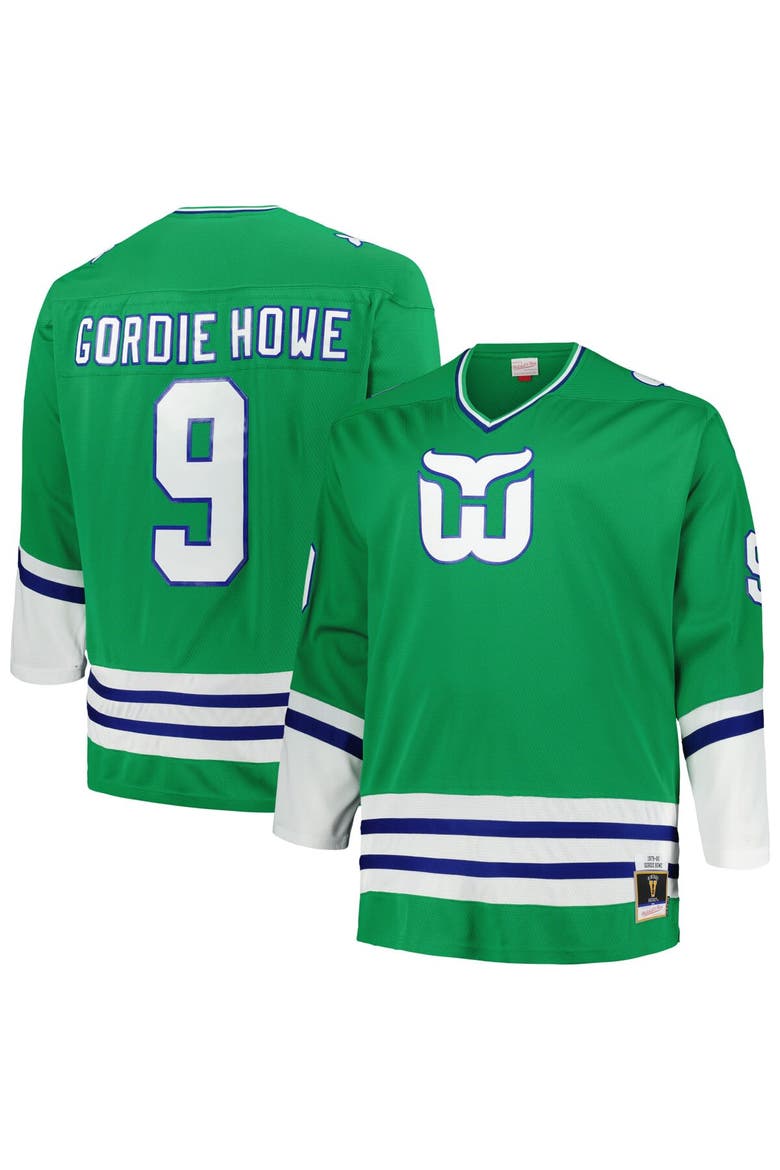 Men's Mitchell & Ness Gordie Howe Green Hartford Whalers Big & Tall  Vintage Hockey Blue Line Player Jersey, Main, color, Green