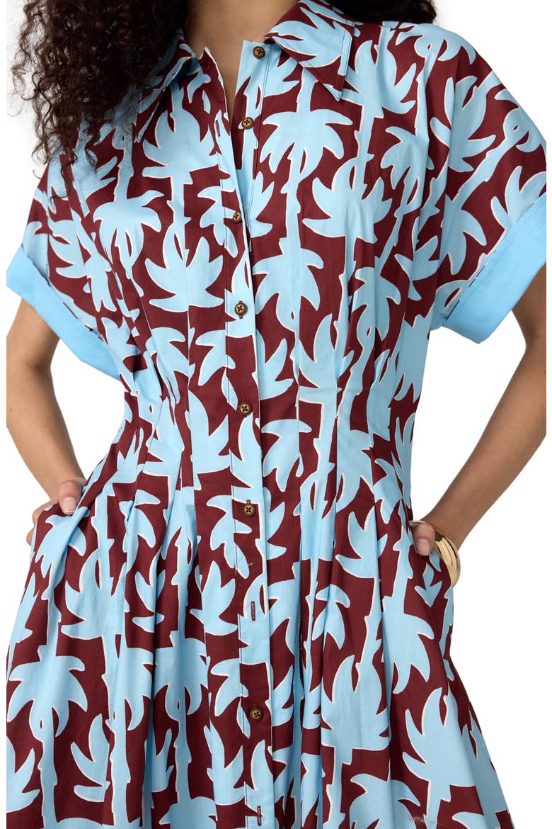 Alima Palm Print Stretch Cotton Shirtdress, Alternate, color, HARITAGE PALM MININIRVANA
