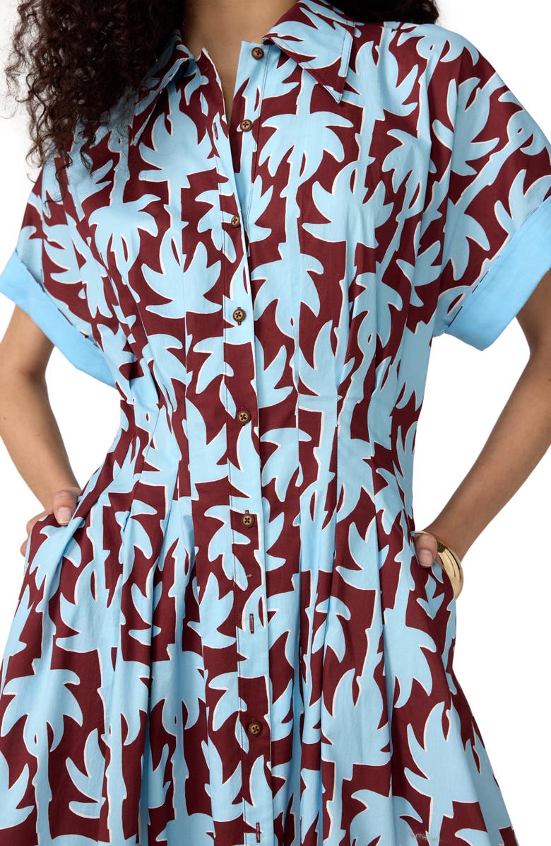 Diane von Furstenberg Alima Palm Print Stretch Cotton Shirtdress, Alternate, color, Haritage Palm Mininirvana