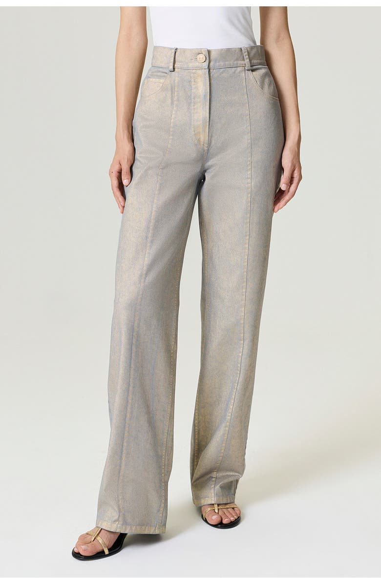 Nocturne Metallic Straight-Leg Jeans, Alternate, color, Metallic Gold