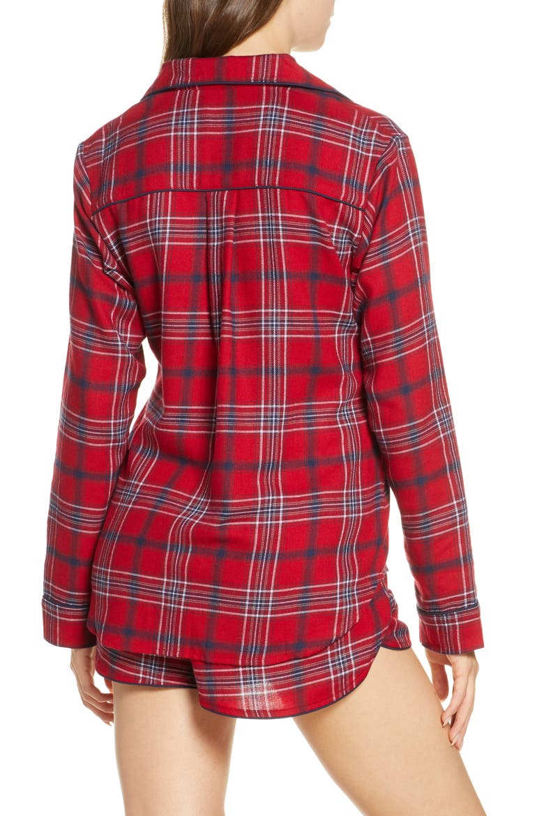 Milo Flannel Short Pajamas, Alternate, color, CHILI PEPPER PLAID