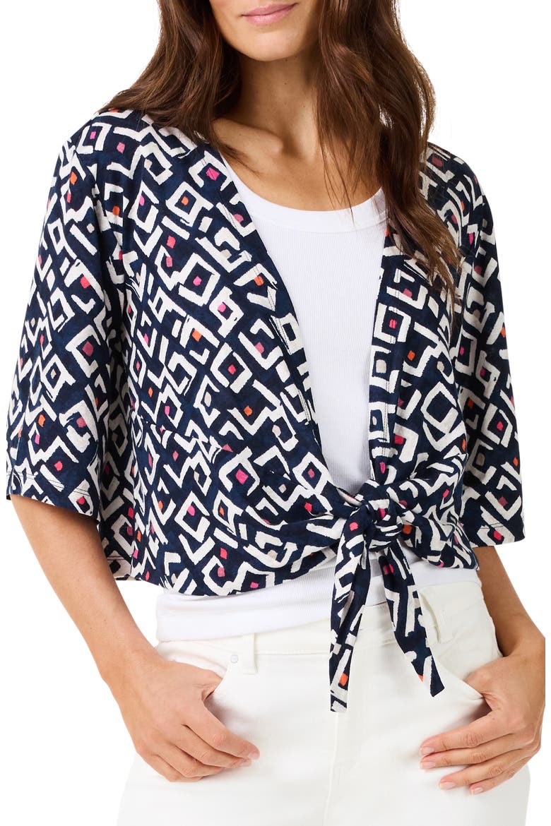 Angles Convertible Linen Blend Cardigan, Main, color, INDIGO MULTI