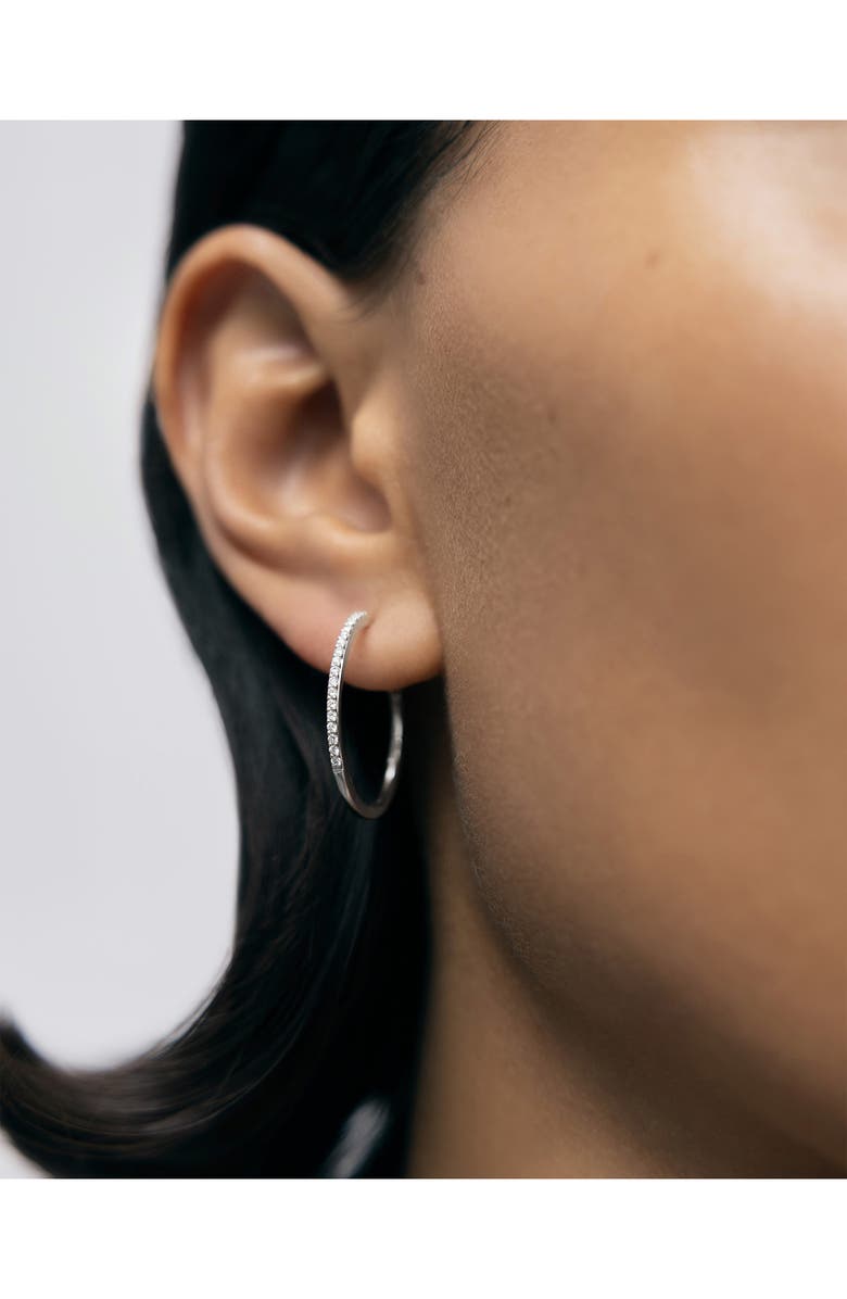 Monica Vinader Medium Pavé Lab Grown Diamond Hoop Earrings, Alternate, color, 14K Solid White Gold / Diamond