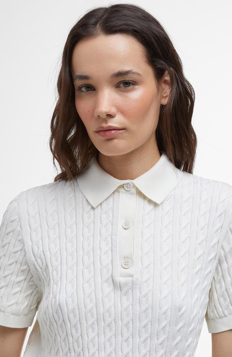 Barbour Cable Cotton Polo Sweater, Alternate, color, 