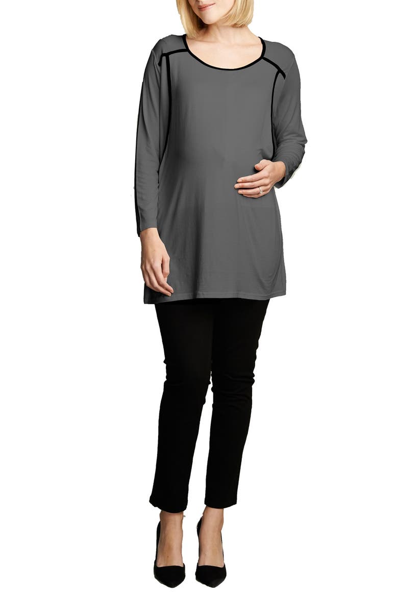 Long Sleeve Nursing Top, Main, color, CHARCOAL/BLACK