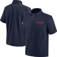 Nike Men's Nike Navy New England Patriots 2024 Sideline Coach Short Sleeve Half-Zip Hoodie Jacket