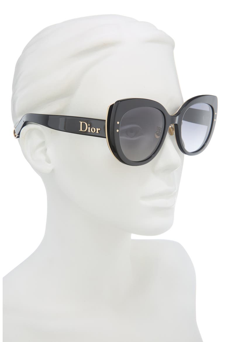 New Dior R1U 54mm Gradient Butterfly Sunglasses, Alternate, color, SHINY BLACK / GRADIENT SMOKE