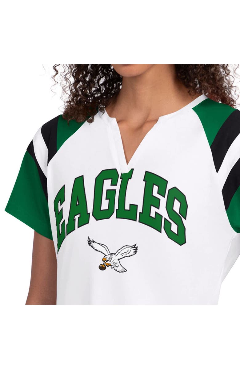 STARTER Women's Starter White Philadelphia Eagles Game On Notch Neck T-Shirt, Alternate, color, White